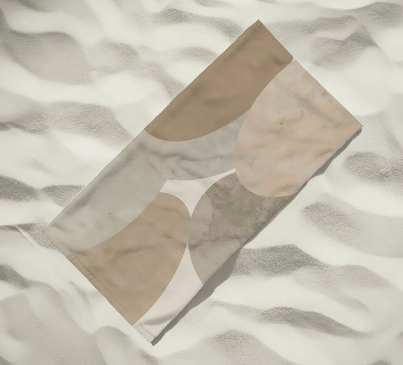 Abstract Image of Overlapping Beige and Gray Ovals beach towel by DesignDoodle