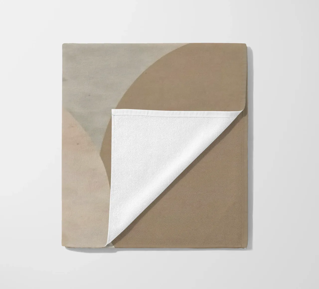 Abstract Image of Overlapping Beige and Gray Ovals beach towel by DesignDoodle