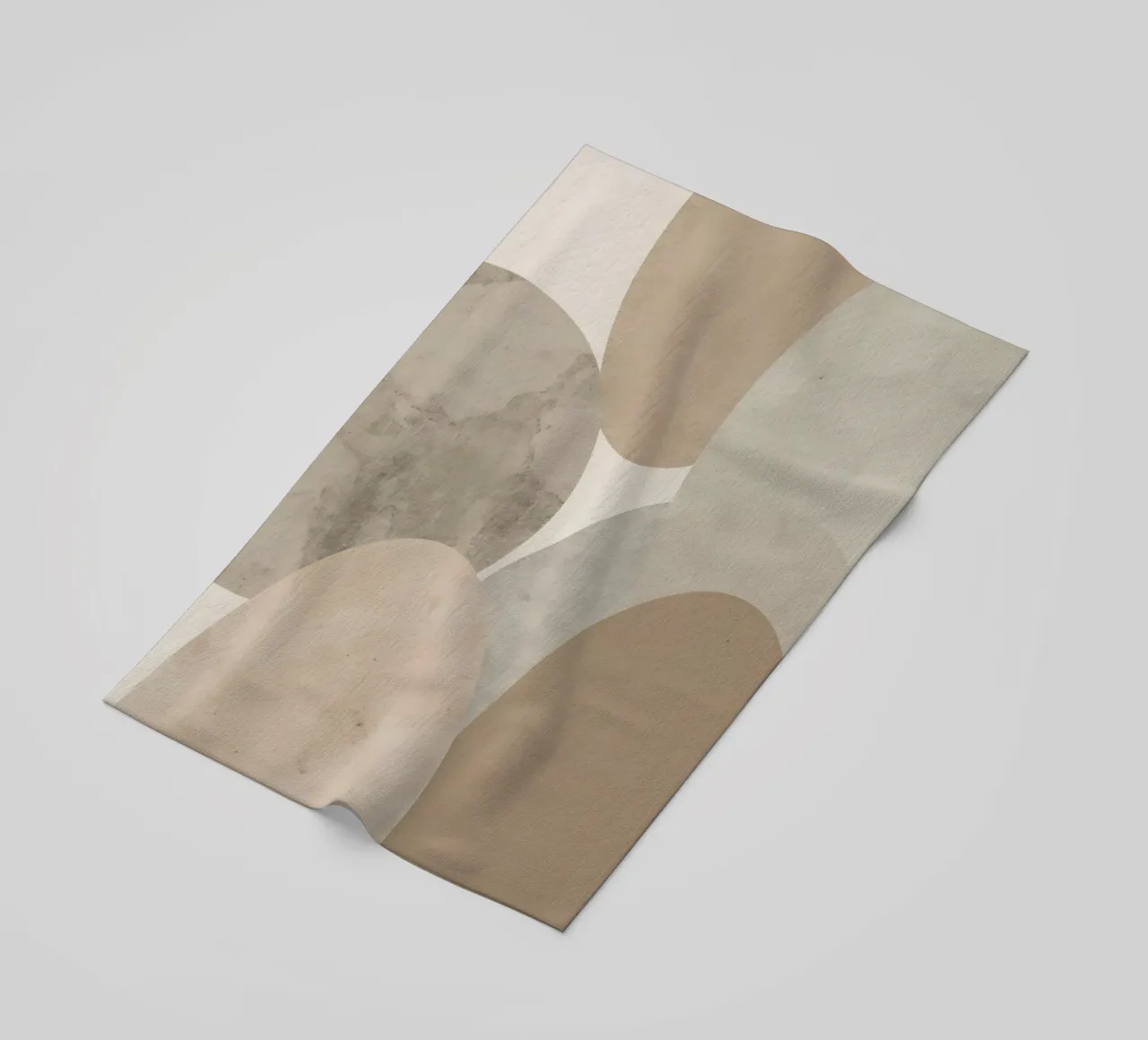 Abstract Image of Overlapping Beige and Gray Ovals beach towel by DesignDoodle
