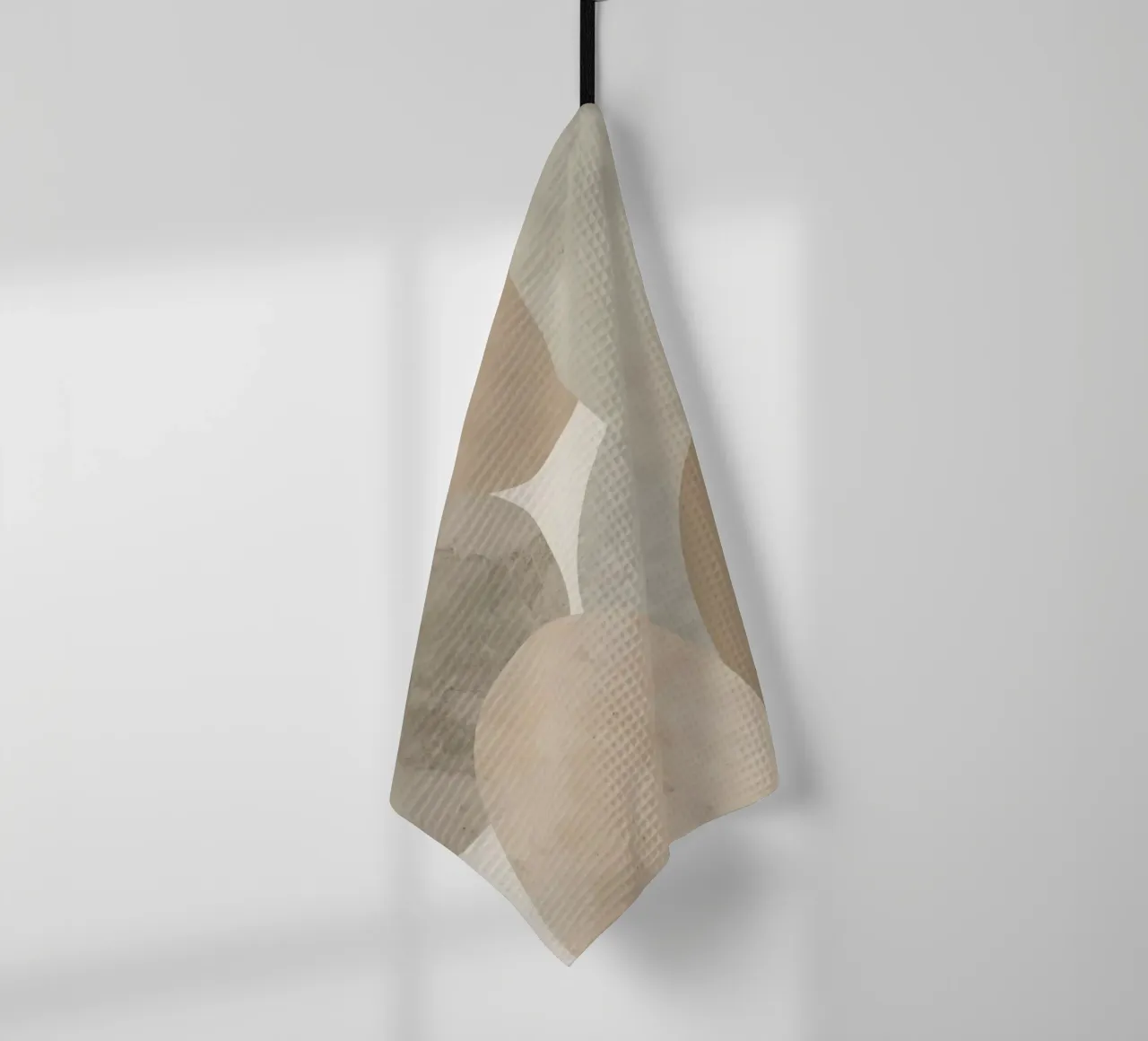Immagine astratta di ovali beige e grigi che si sovrappongono canovaccio da cucina da DesignDoodle