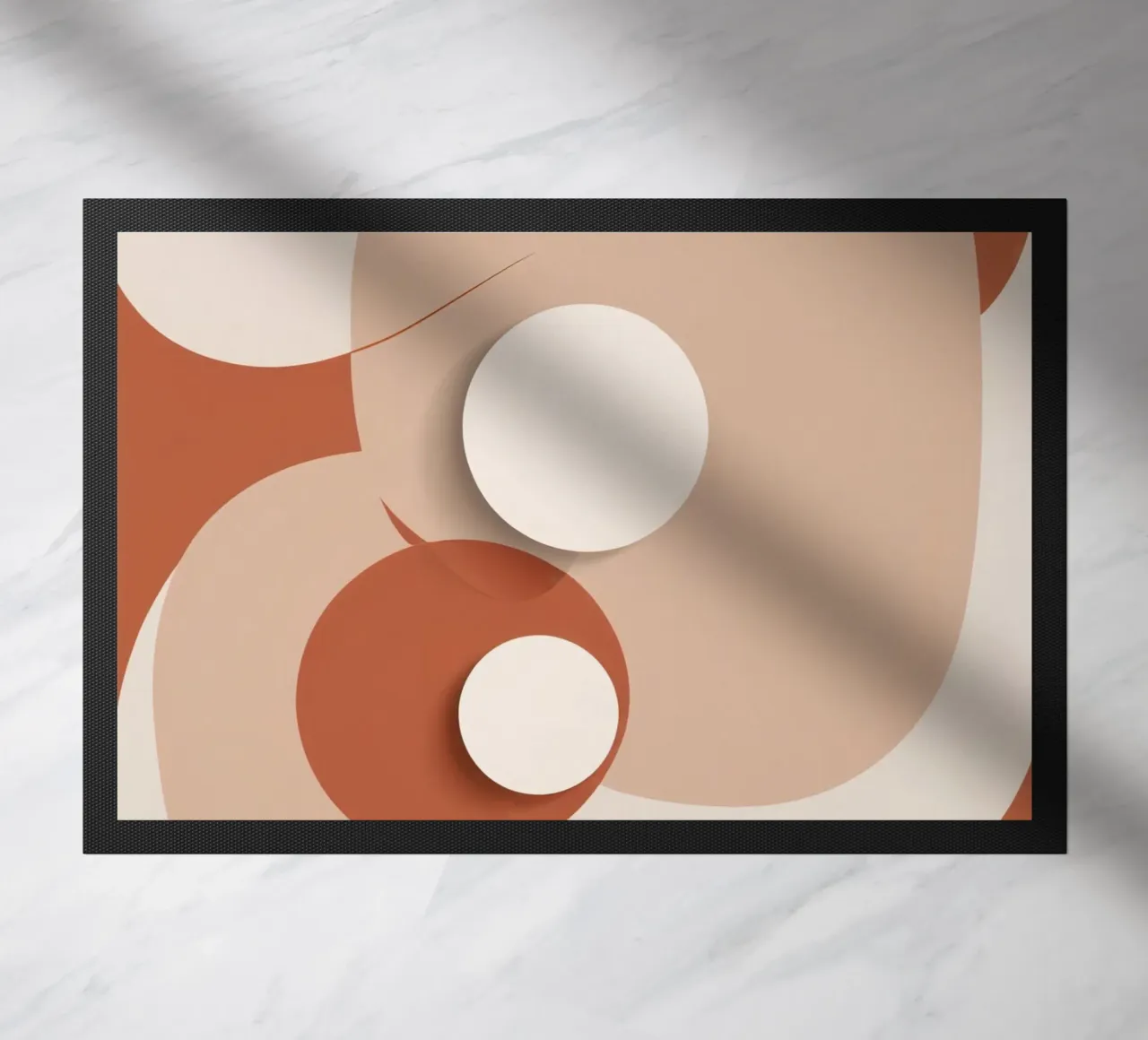 Abstract of Overlapping Circles with White Discs doormat by DesignDoodle
