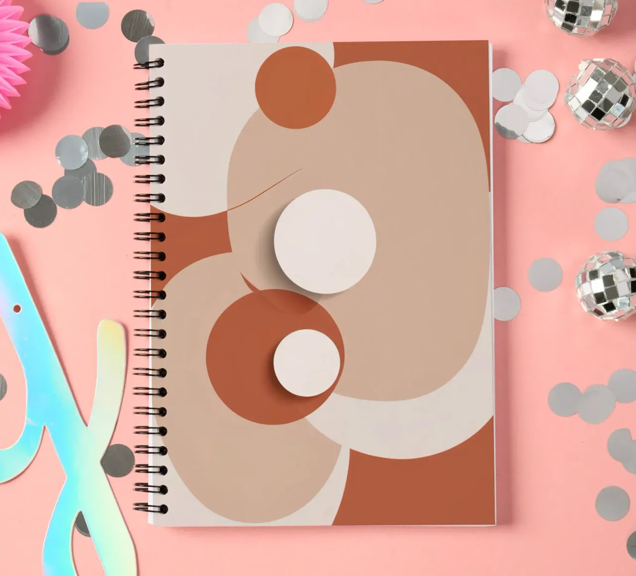 Abstract of Overlapping Circles with White Discs spiral notebook by DesignDoodle