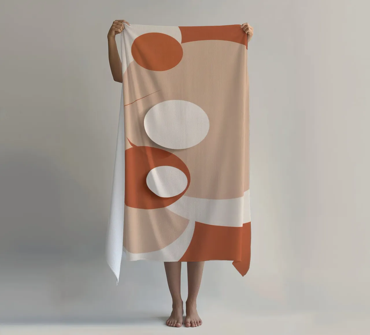 Abstract of Overlapping Circles with White Discs beach towel by DesignDoodle