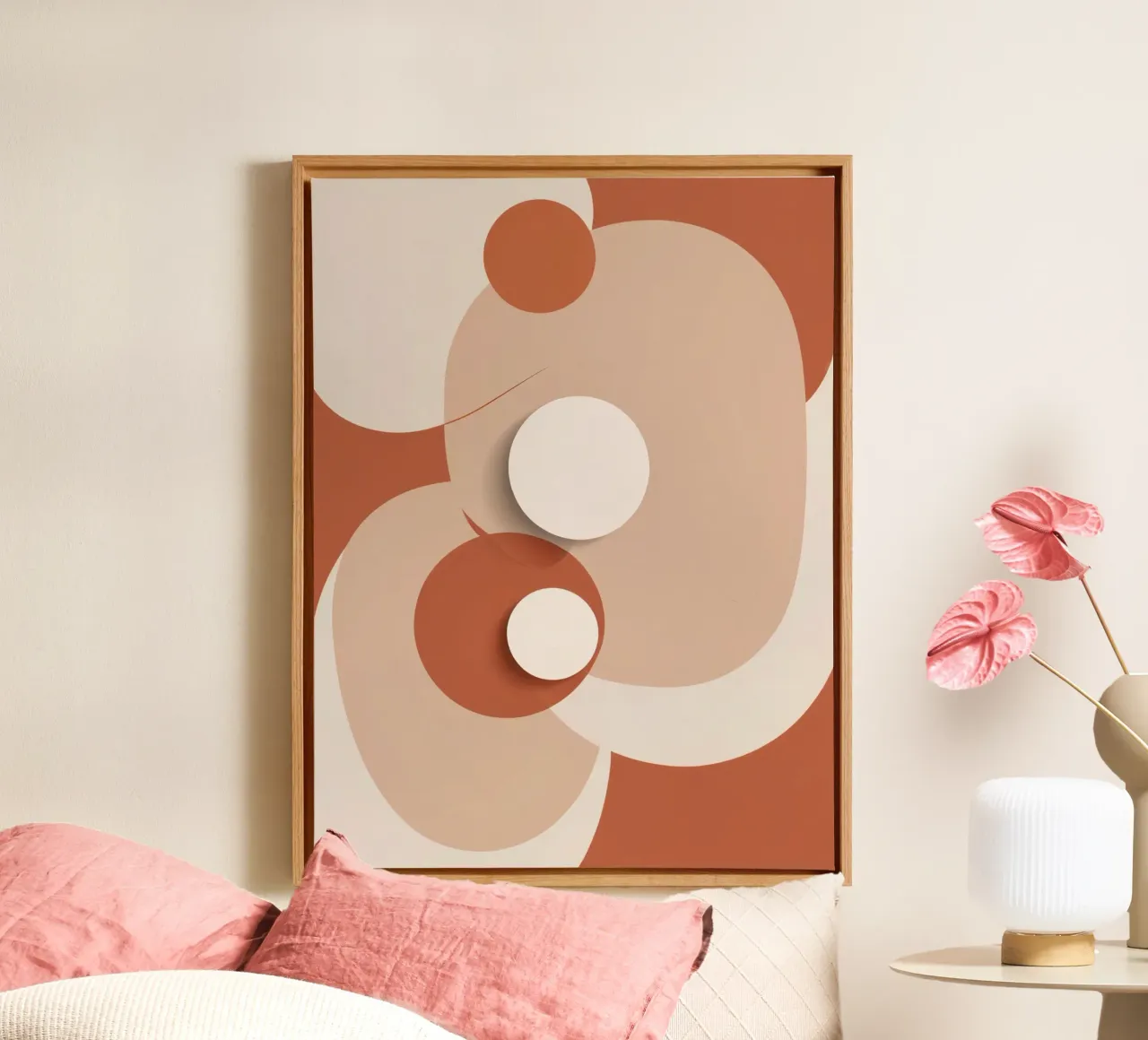 Abstract of Overlapping Circles with White Discs canvas with Floater frame by DesignDoodle