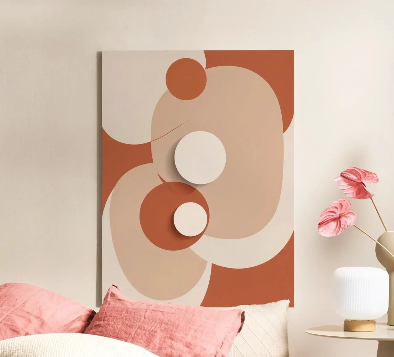 Abstract of Overlapping Circles with White Discs canvas with Floater frame by DesignDoodle