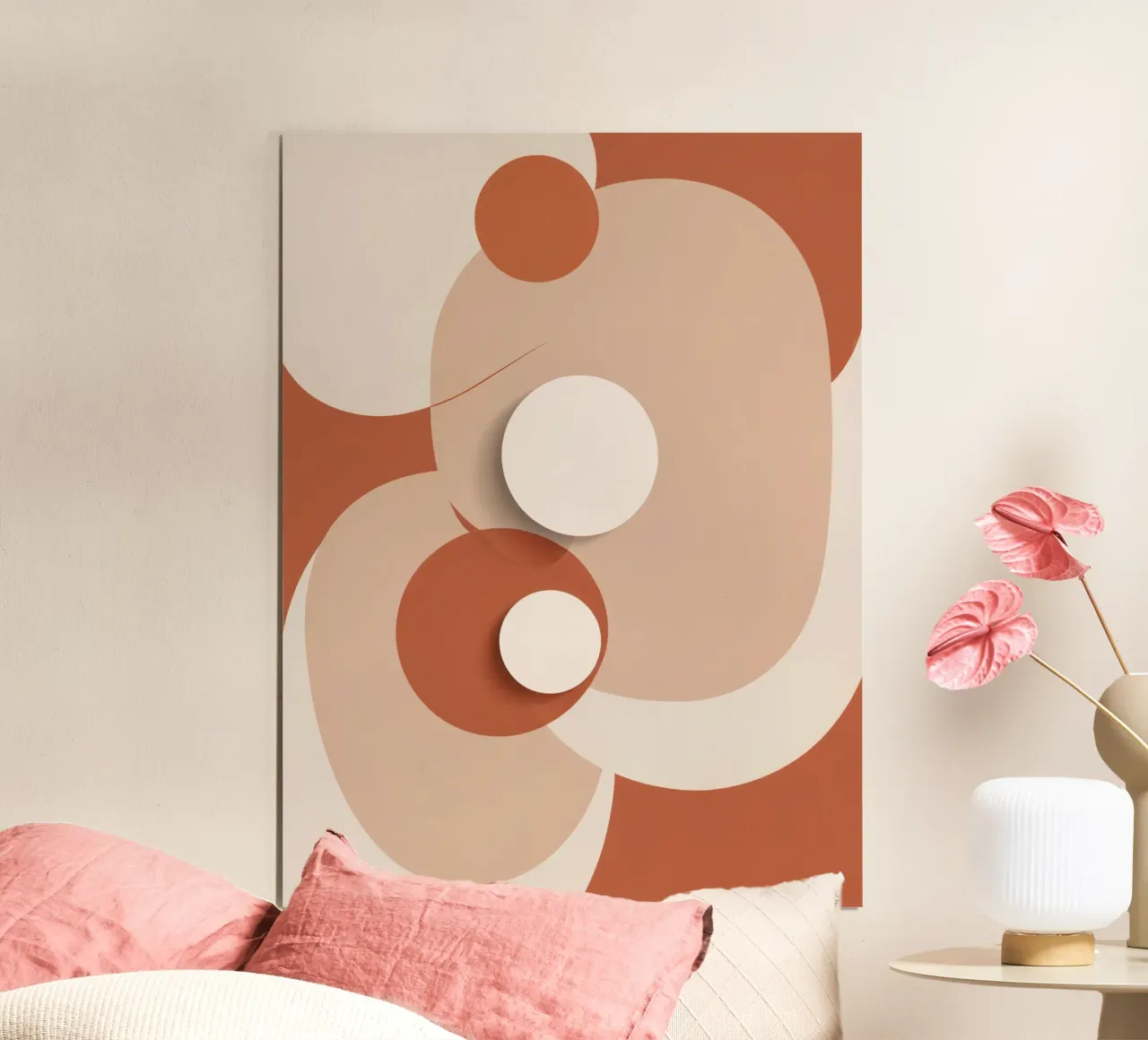 Astratto di cerchi sovrapposti con dischi bianchi poster da DesignDoodle