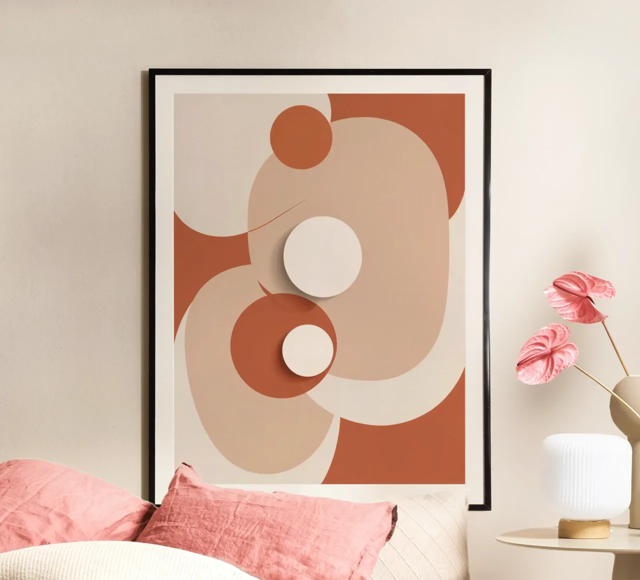 Astratto di cerchi sovrapposti con dischi bianchi poster da DesignDoodle
