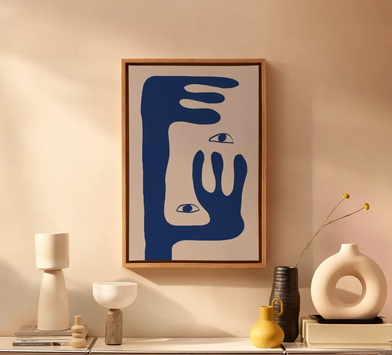 Abstract gezicht nr. 1. canvas met Baklijst van The Miuus Studio