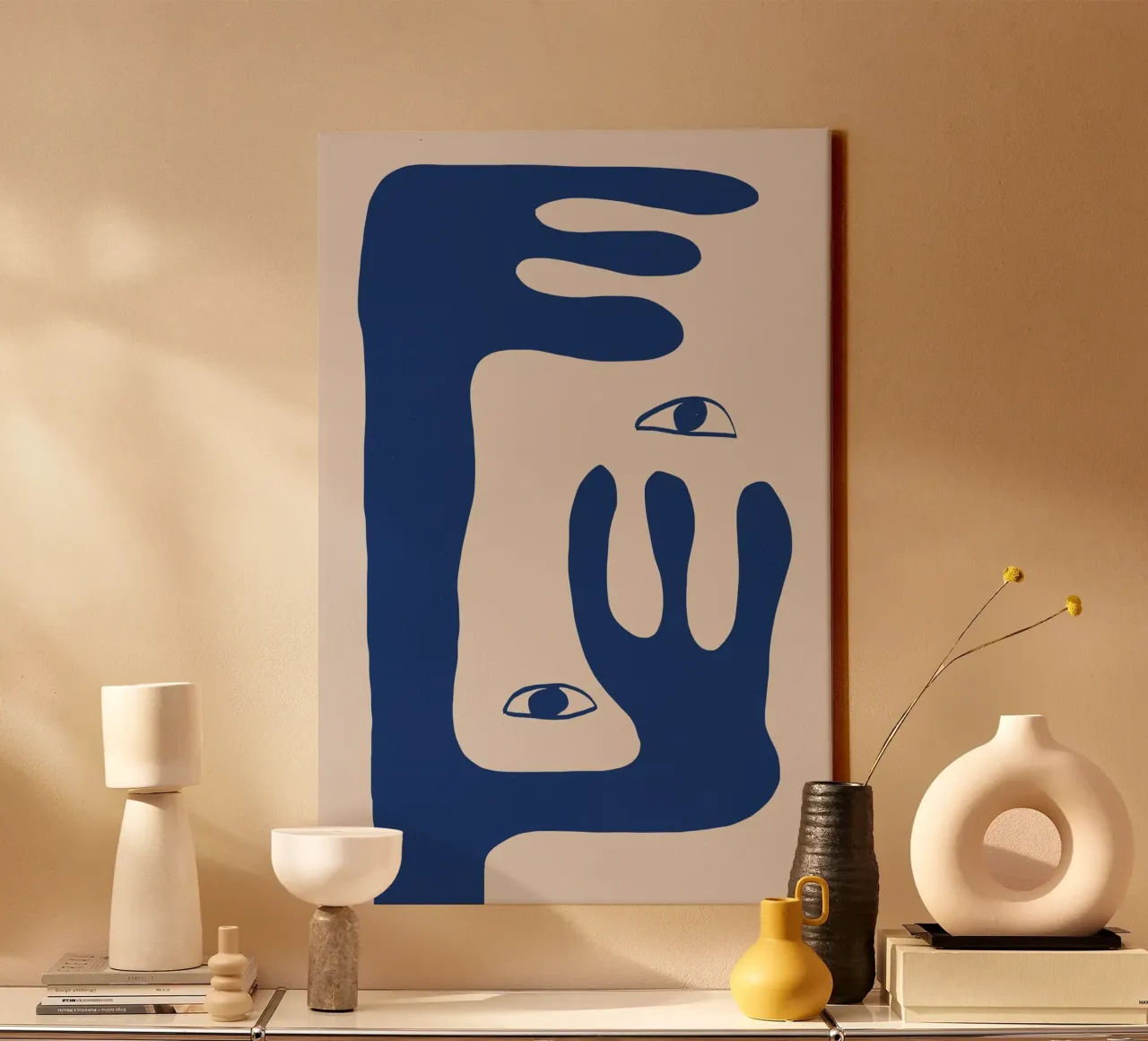Abstract gezicht nr. 1. canvas met Baklijst van The Miuus Studio