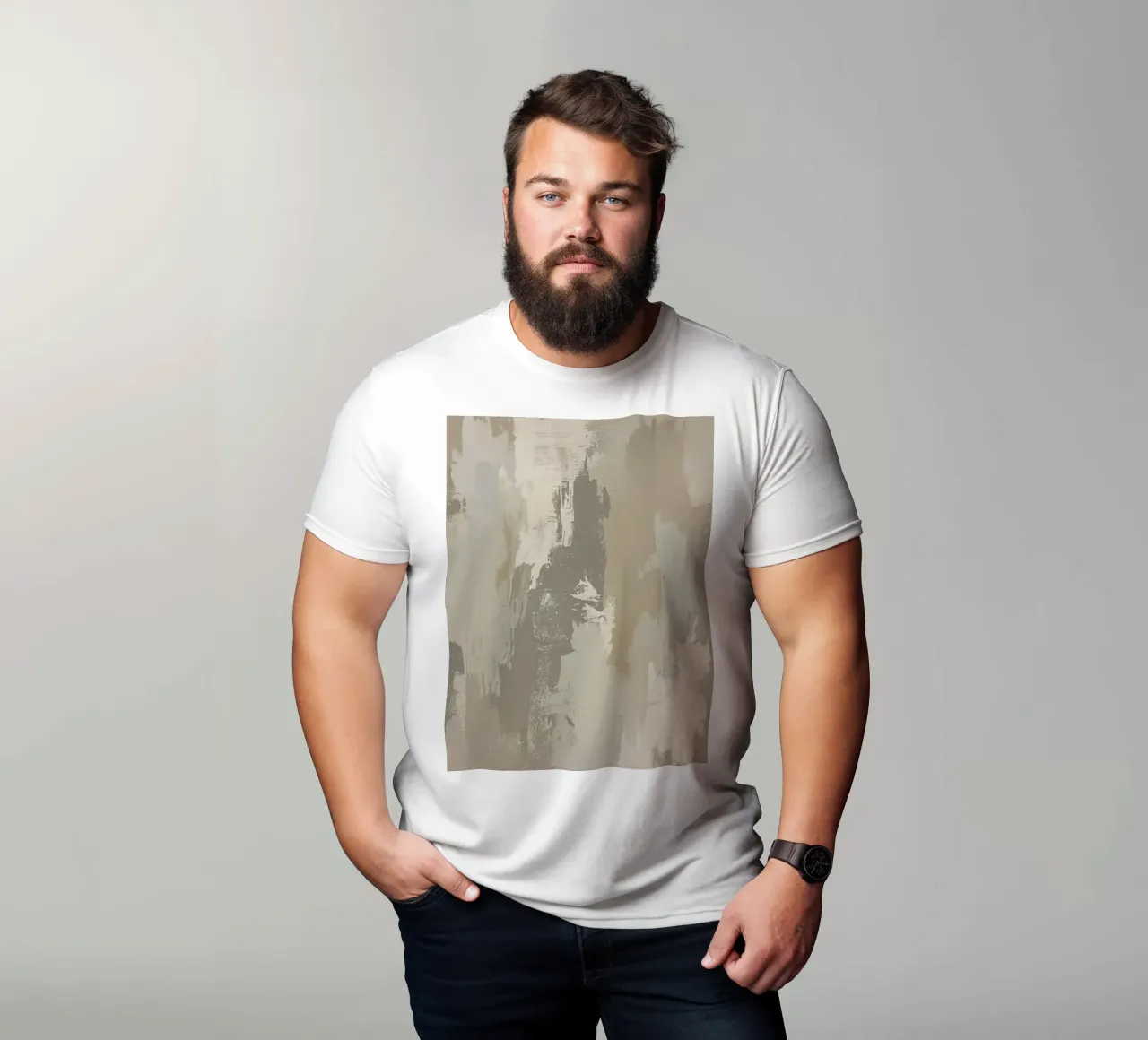 Astratto di pennellate verticali in colori neutri t-shirt da DesignDoodle
