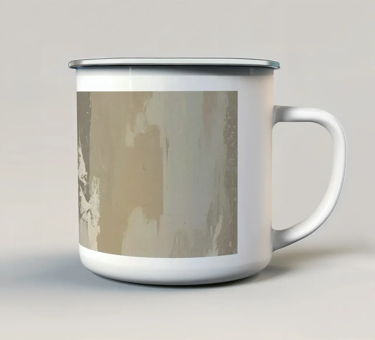 Astratto di pennellate verticali in colori neutri tazza in smalto da DesignDoodle