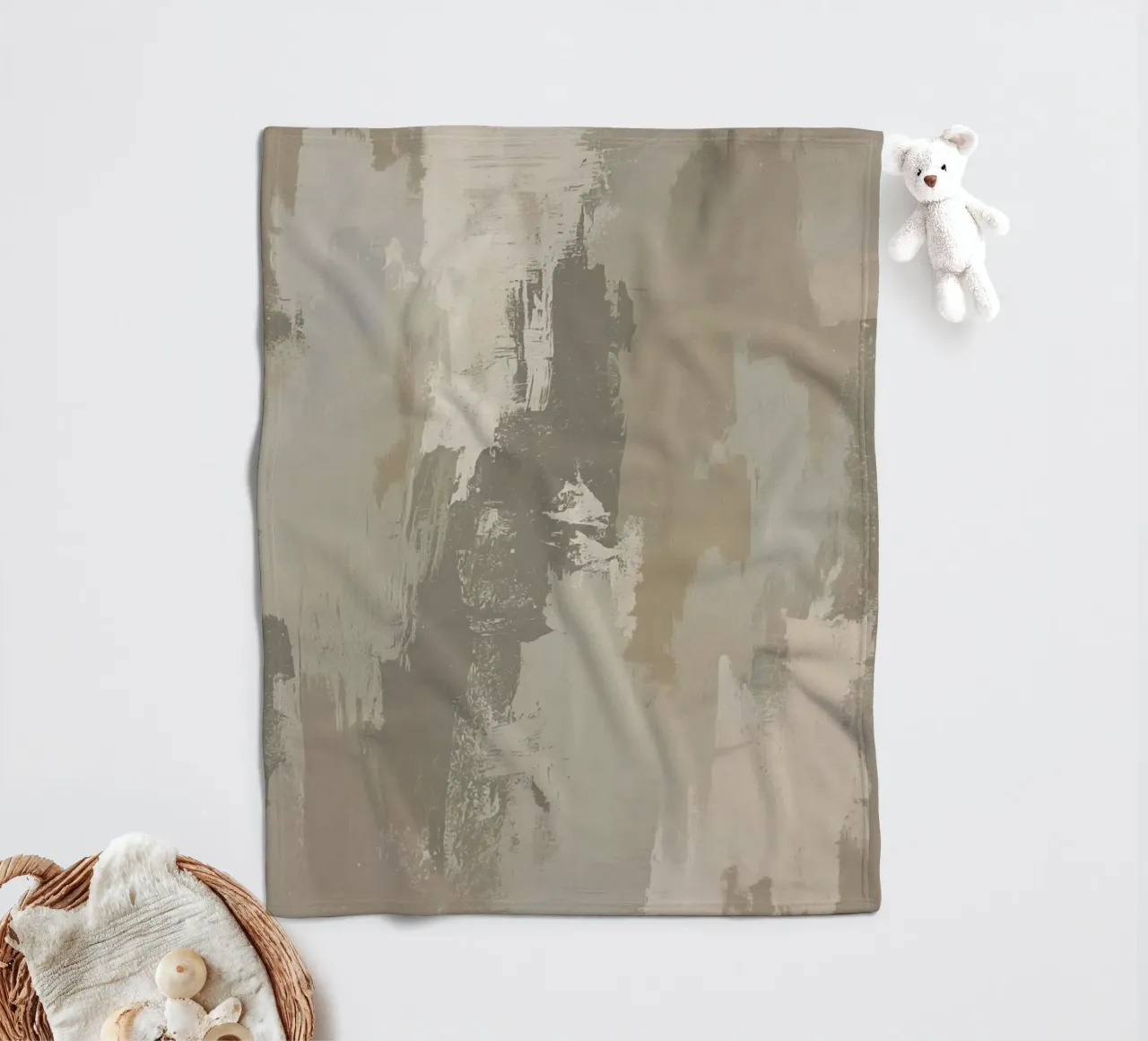 Astratto di pennellate verticali in colori neutri coperta in pile da DesignDoodle