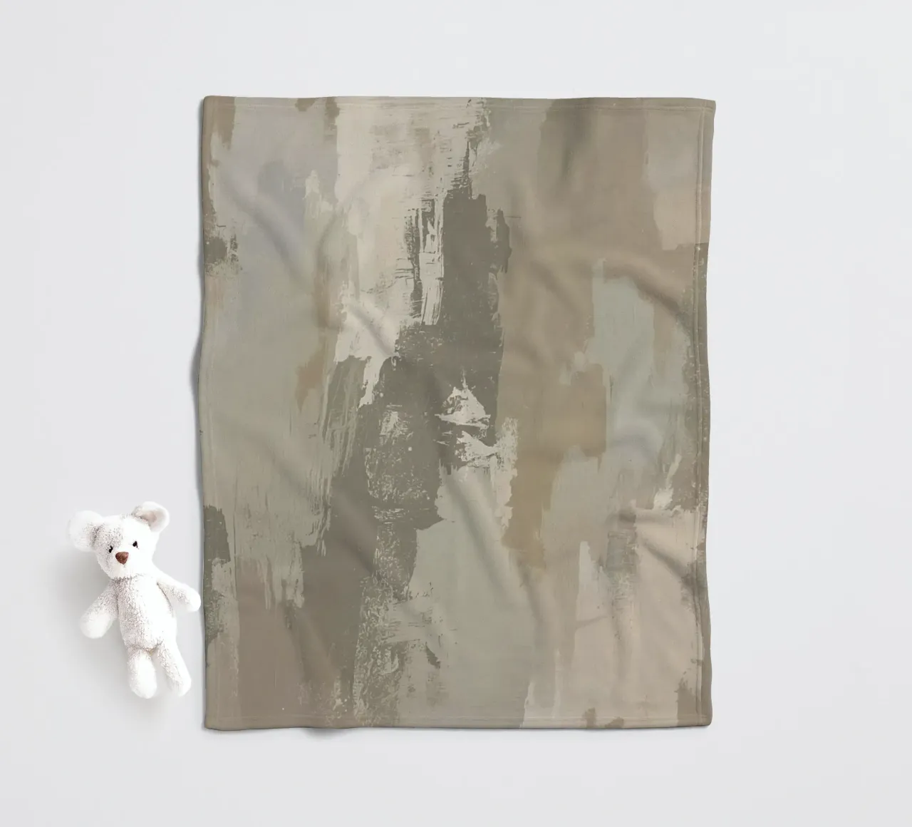 Astratto di pennellate verticali in colori neutri coperta in pile da DesignDoodle