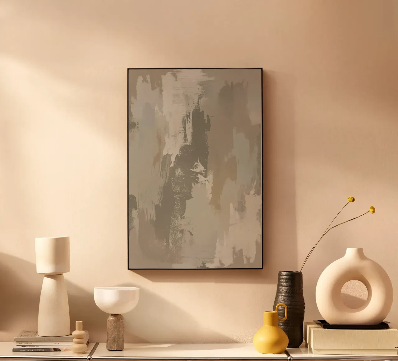Astratto di pennellate verticali in colori neutri plexiglass da DesignDoodle