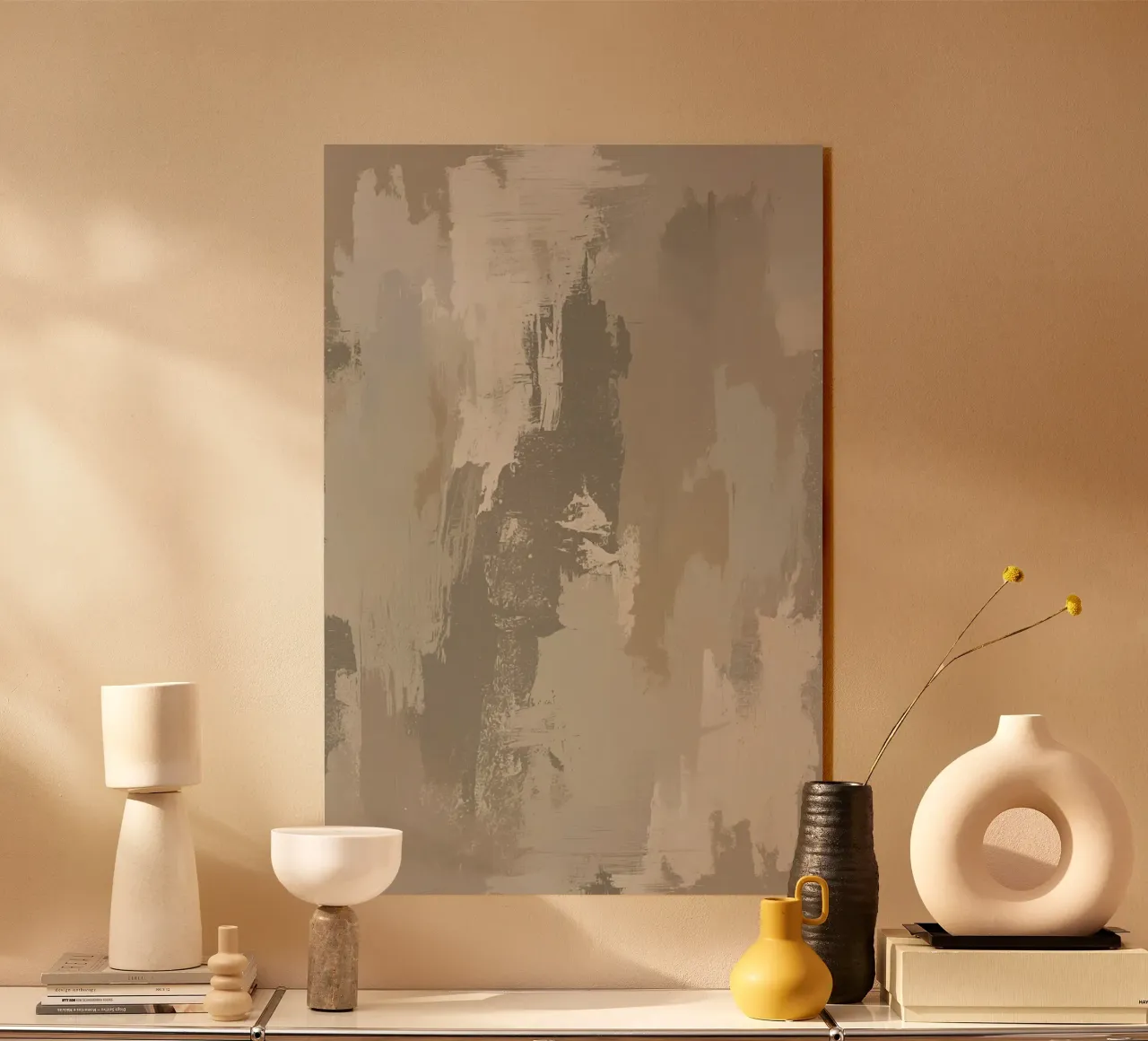 Astratto di pennellate verticali in colori neutri plexiglass da DesignDoodle