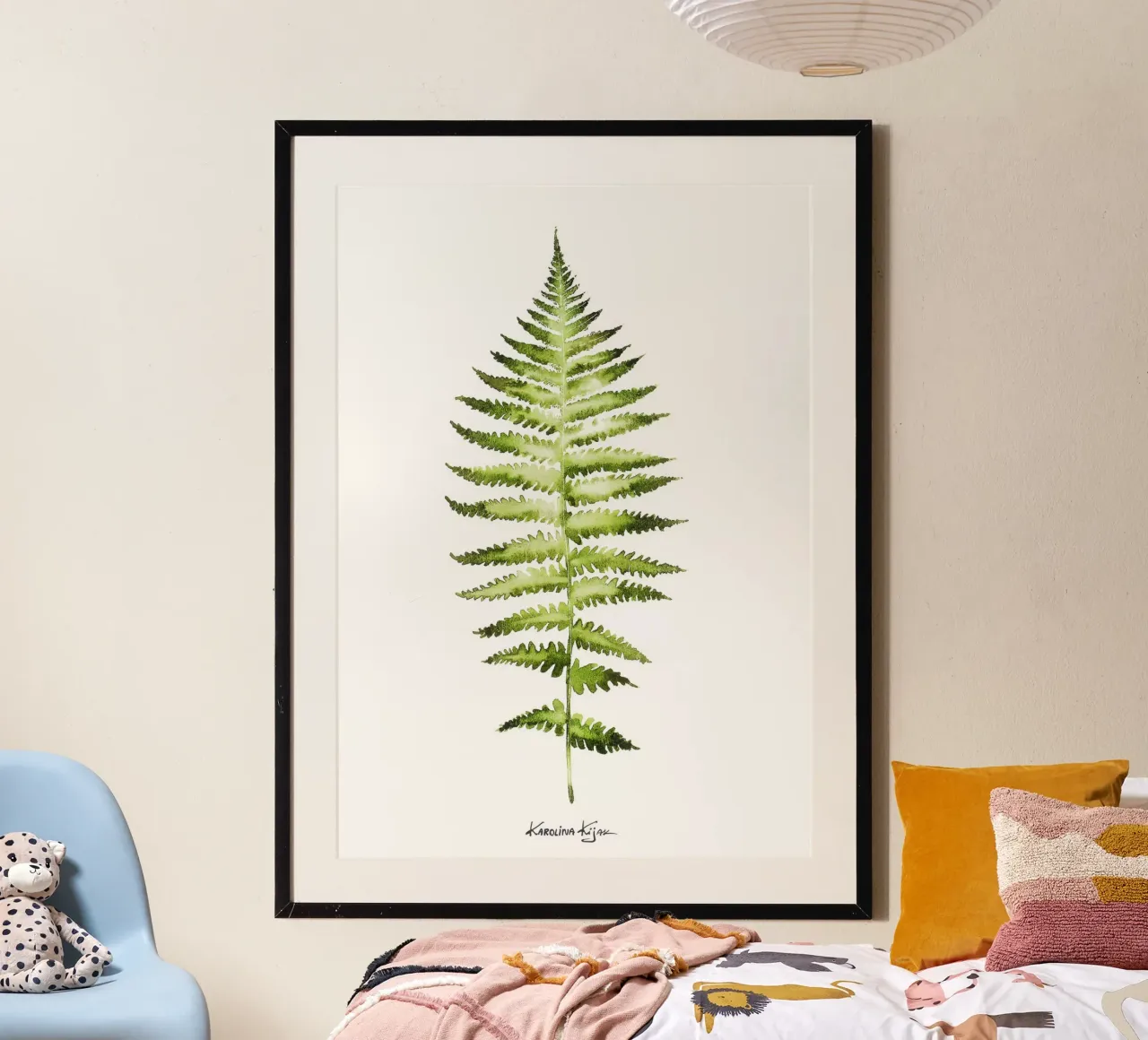 Fern leaf poster con telaio in alluminio da Karolina Kijak