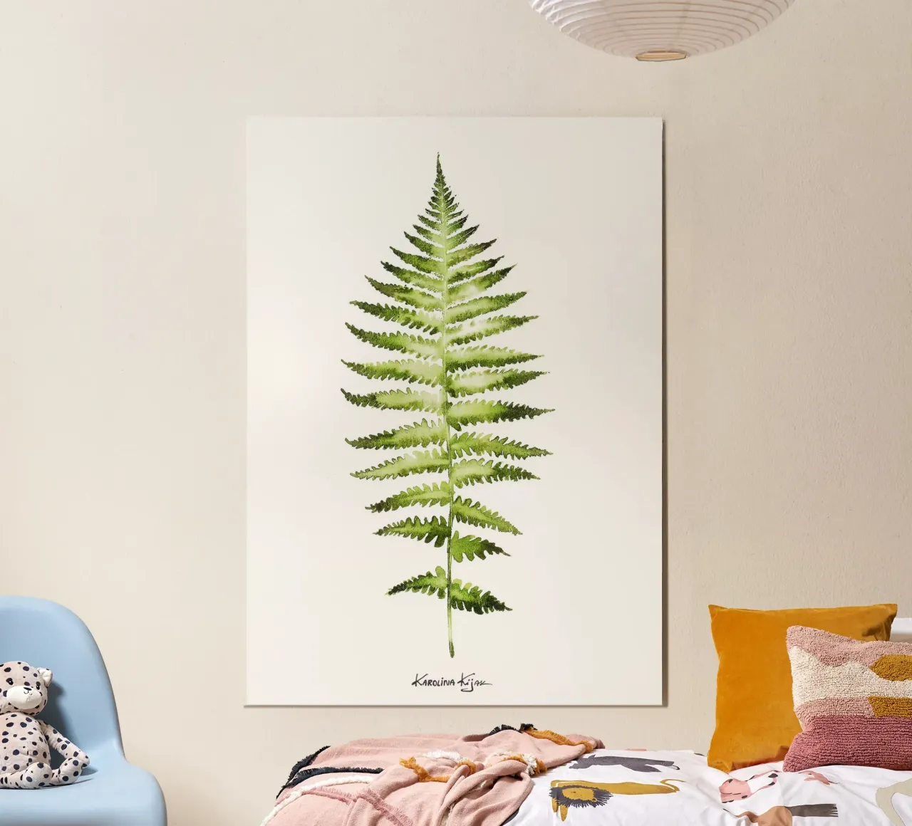 Fern leaf poster con telaio in alluminio da Karolina Kijak