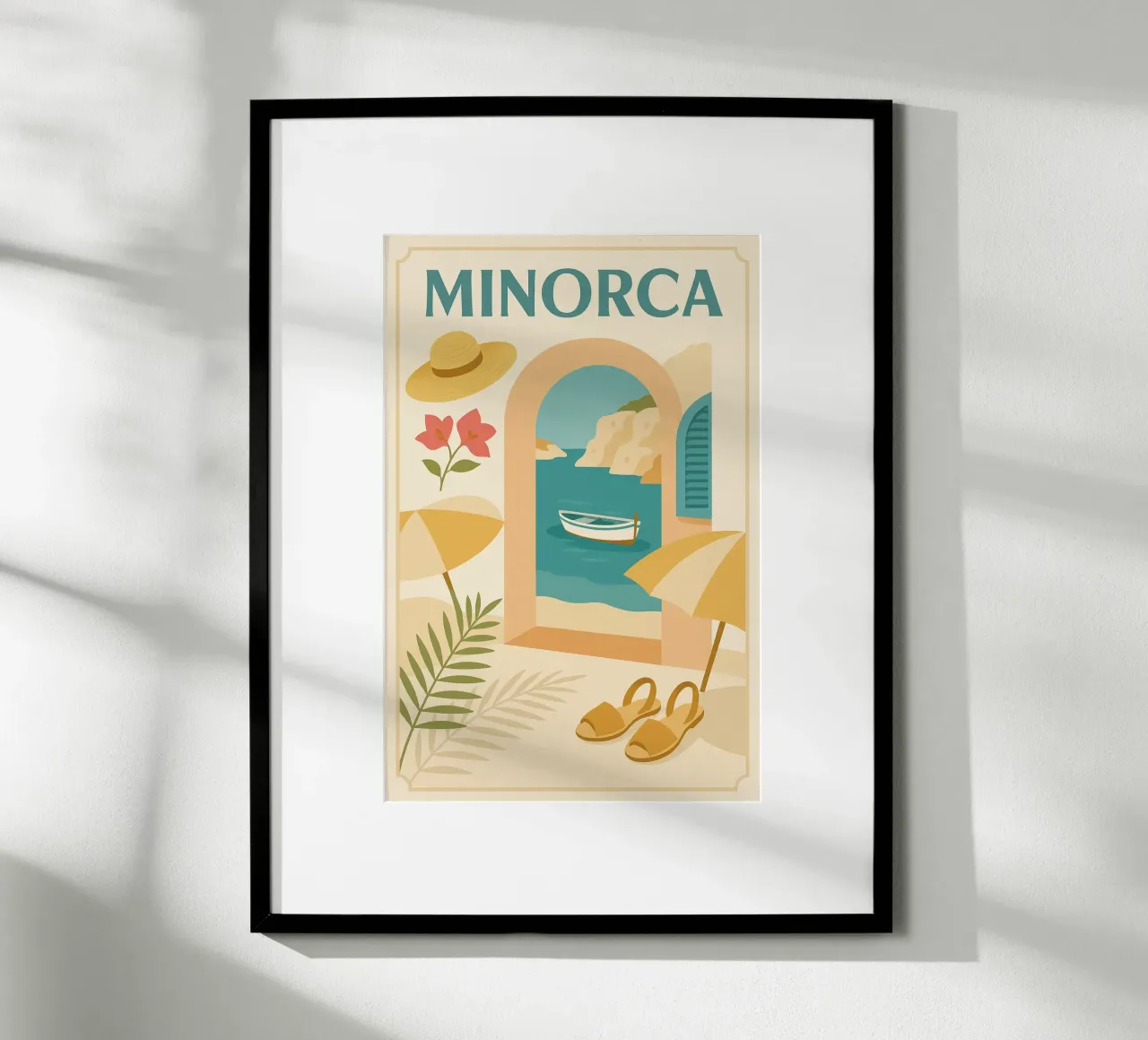 Minorca, l'eleganza solare delle Isole Baleari poster con telaio in legno da JETLAG | affiches voyage