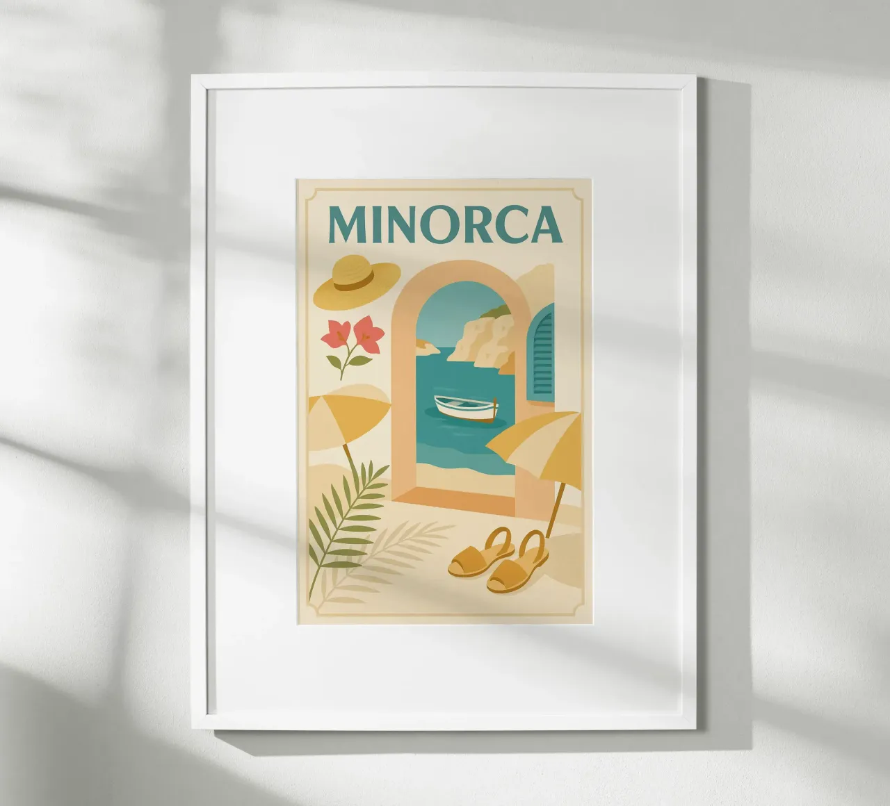Minorca, l'eleganza solare delle Isole Baleari poster con telaio in legno da JETLAG | affiches voyage