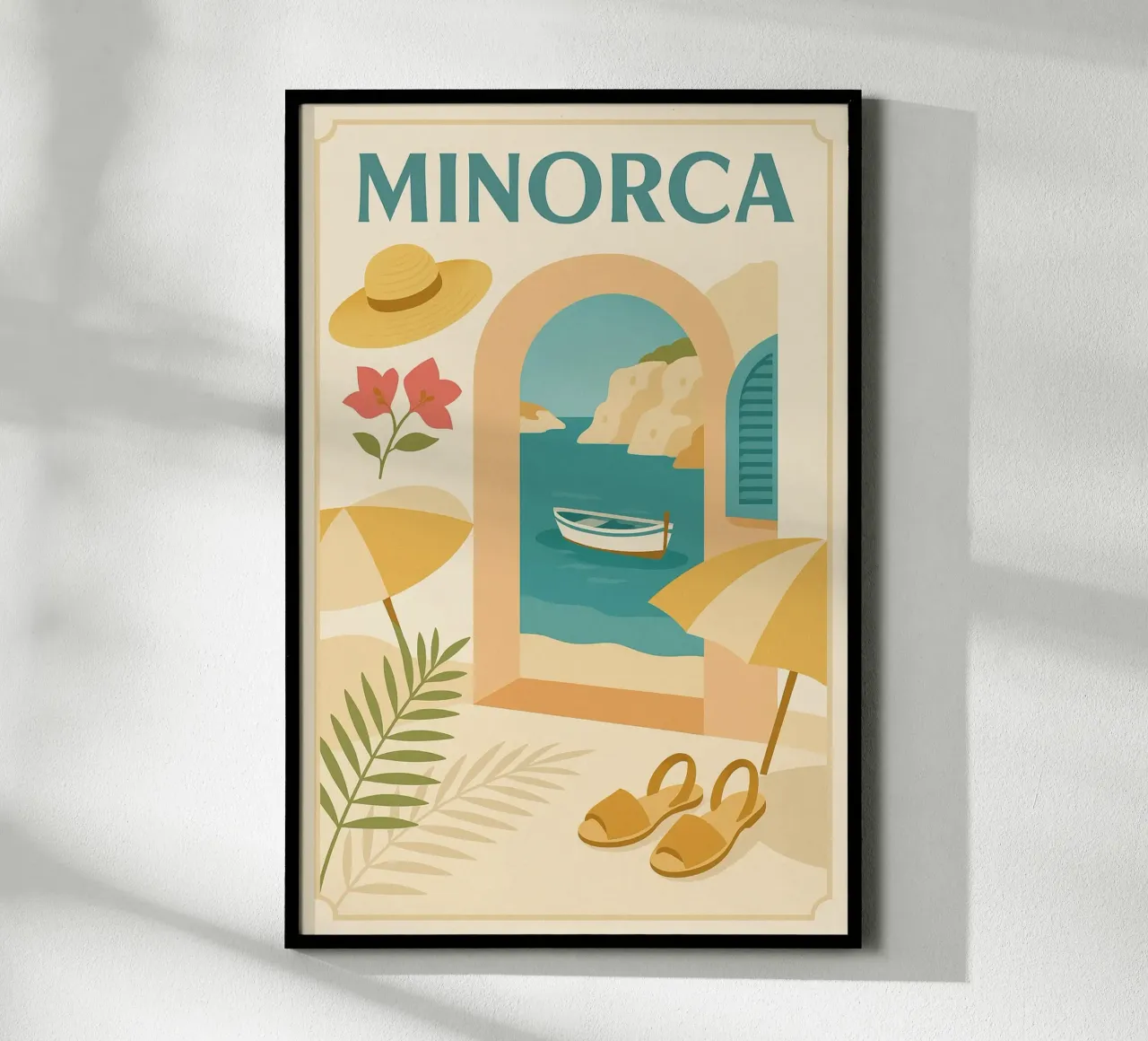 Minorca, l'eleganza solare delle Isole Baleari poster con telaio in legno da JETLAG | affiches voyage