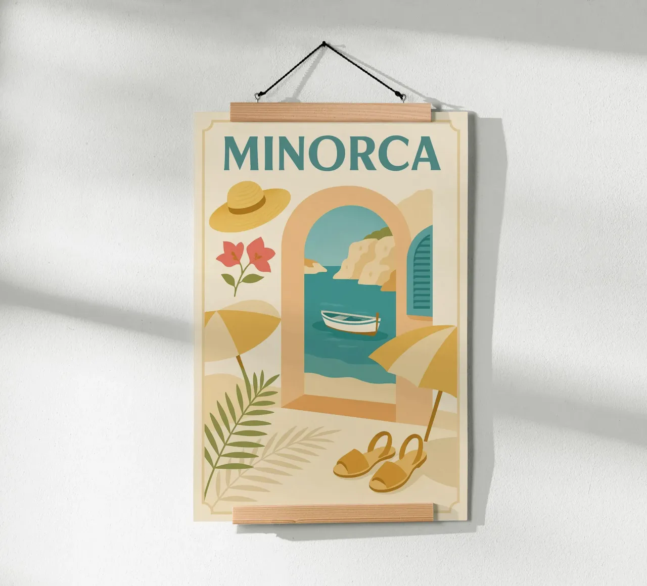 Minorca, l'eleganza solare delle Isole Baleari poster con telaio in legno da JETLAG | affiches voyage