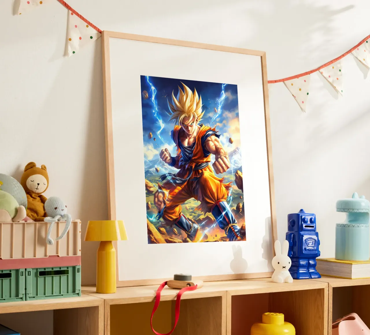 Super Saiyan Goku Dragon Ball poster con telaio in plastica da Fleur de Lys