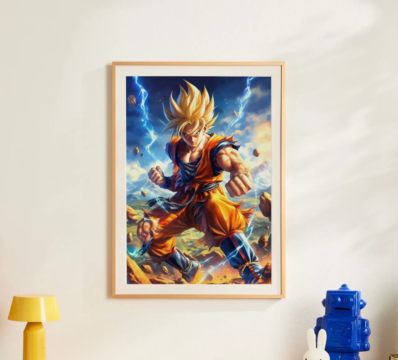 Super Saiyan Goku Dragon Ball poster con telaio in plastica da Fleur de Lys