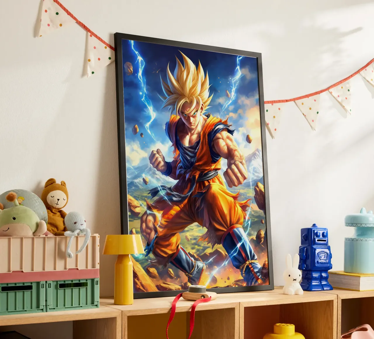 Super Saiyan Goku Dragon Ball poster con telaio in plastica da Fleur de Lys