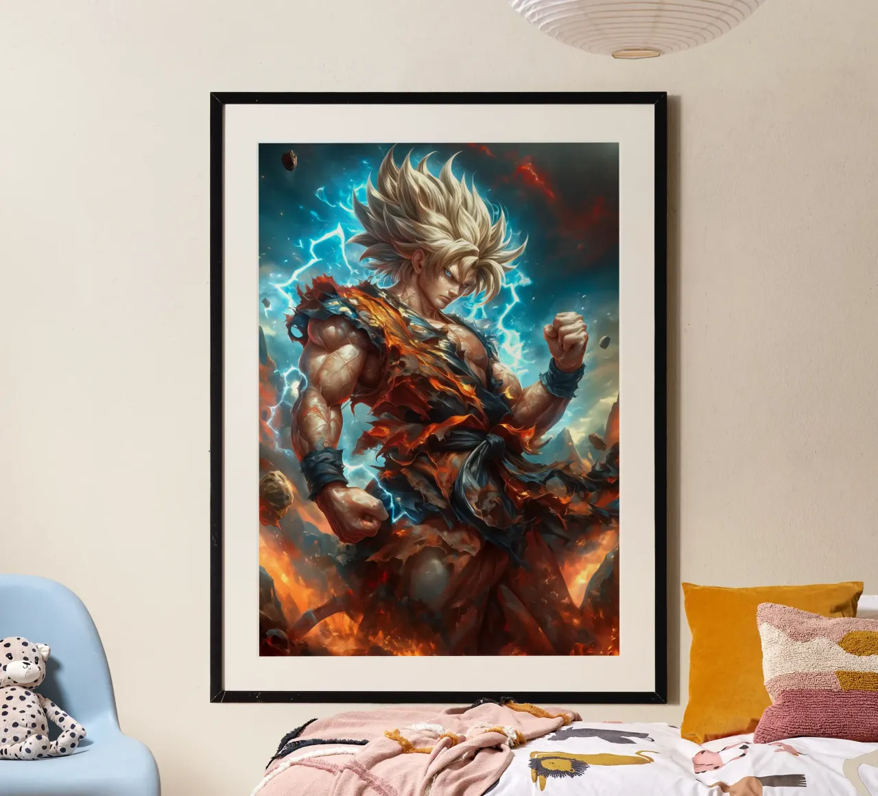 Super Saiyan Goku Dragon Ball DBZ poster con telaio in alluminio da Fleur de Lys