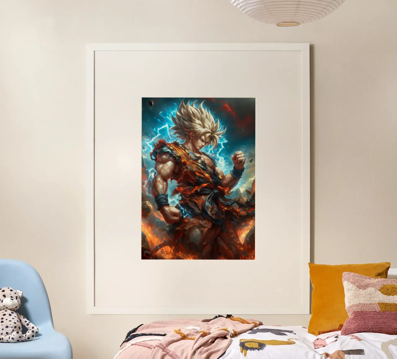 Super Saiyan Goku Dragon Ball DBZ poster con telaio in alluminio da Fleur de Lys