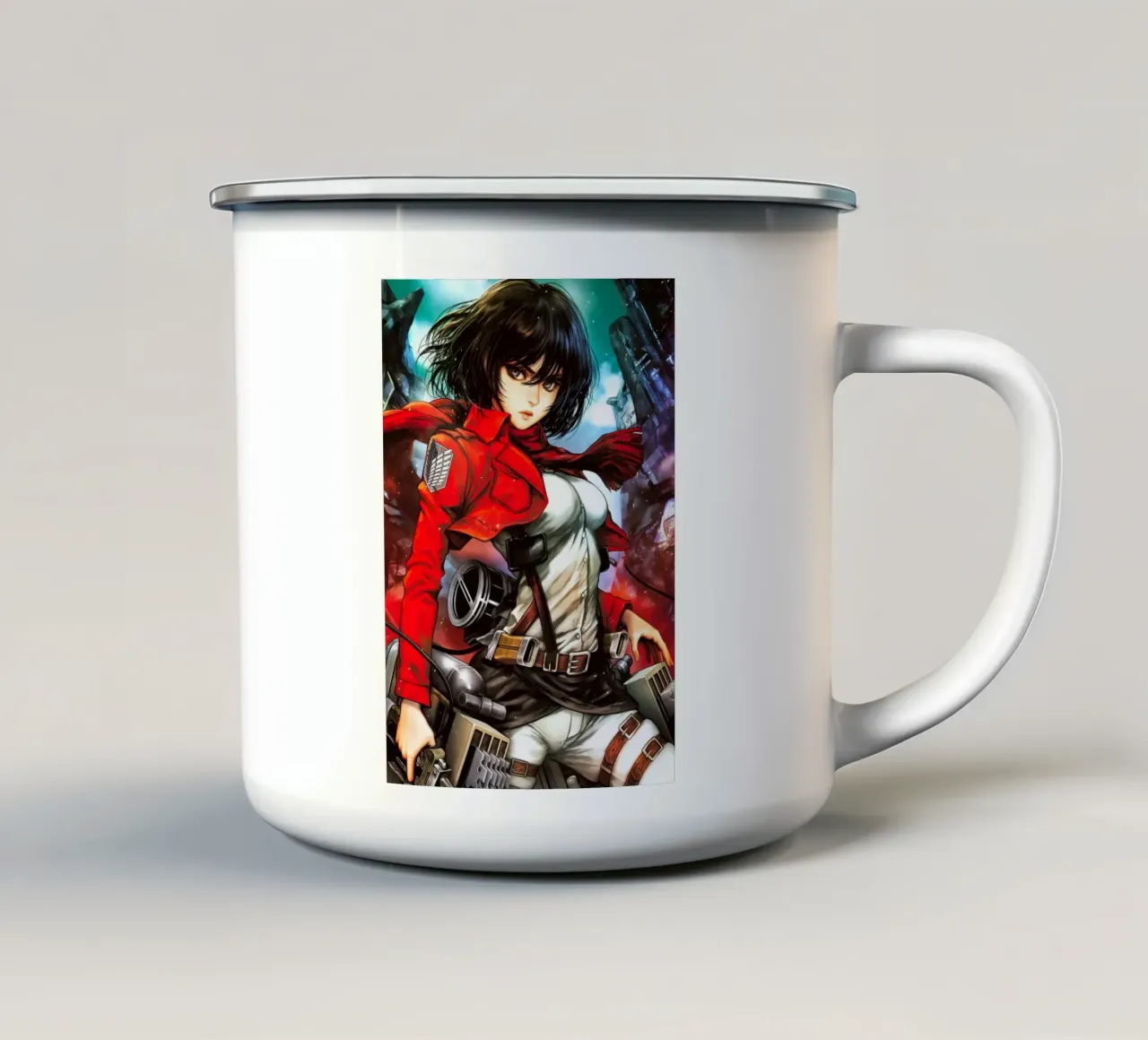 Mikasa Ackerman Attacco su Titano tazza in smalto da Fleur de Lys