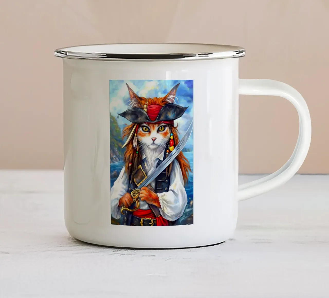 Pirati dei Caraibi Capitan Cat tazza in smalto da Fleur de Lys