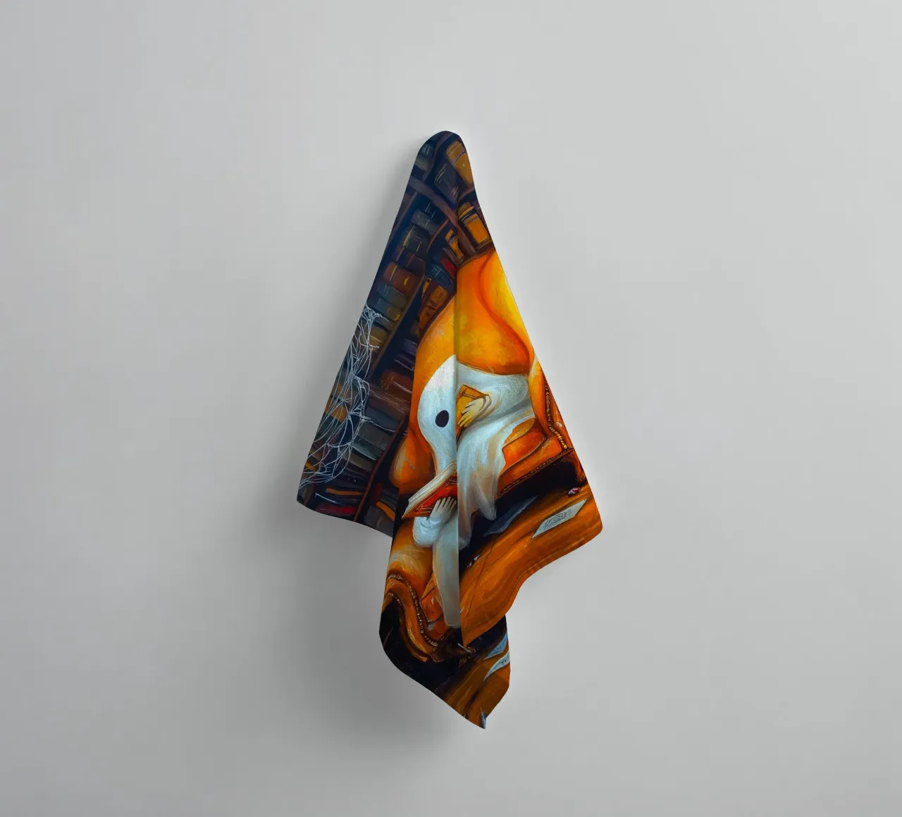 Halloween Ghost Reading Book in Armchair Library towel by Fleur de Lys