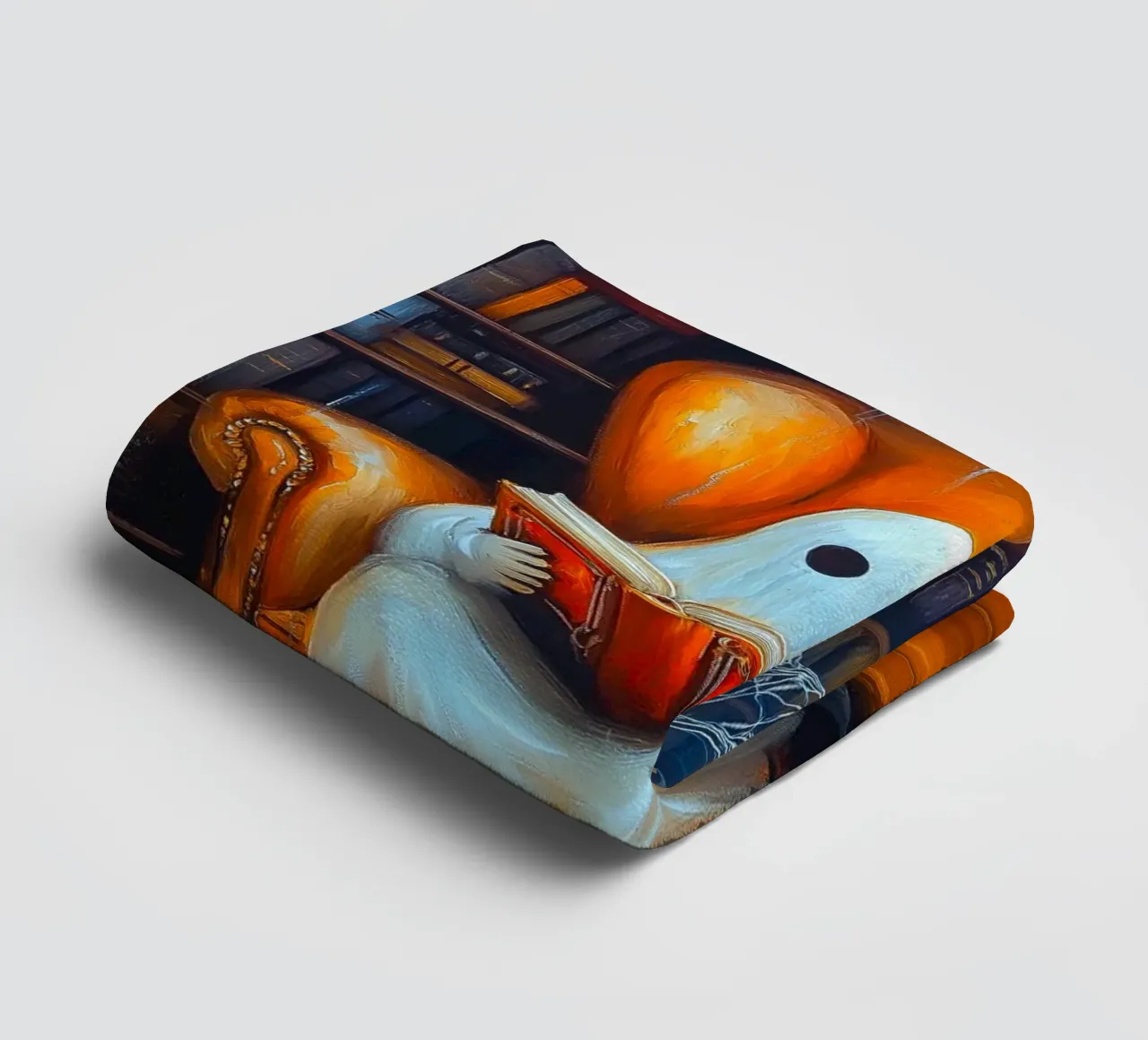 Halloween Ghost Reading Book in Armchair Library towel by Fleur de Lys