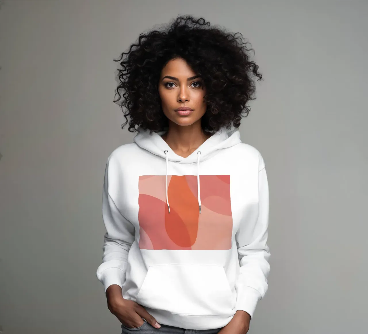 Forme geometriche astratte rosa e arancioni felpa con cappuccio da DesignDoodle