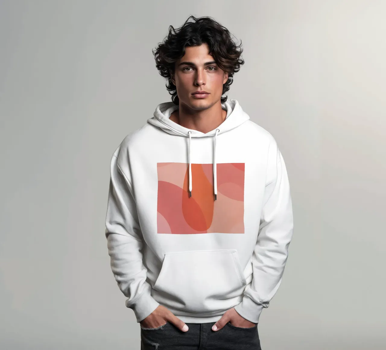 Forme geometriche astratte rosa e arancioni felpa con cappuccio da DesignDoodle