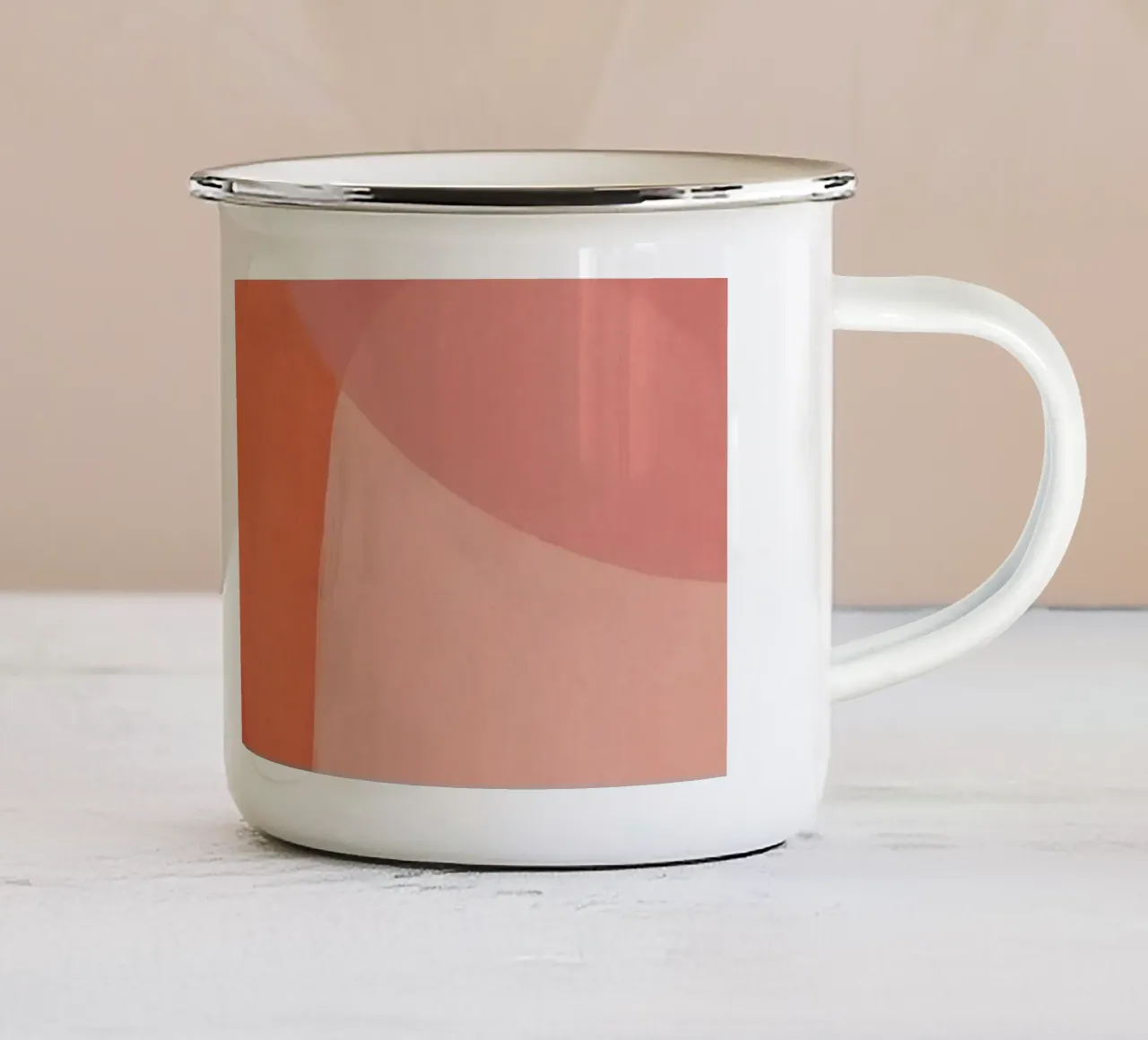 Forme geometriche astratte rosa e arancioni tazza in smalto da DesignDoodle