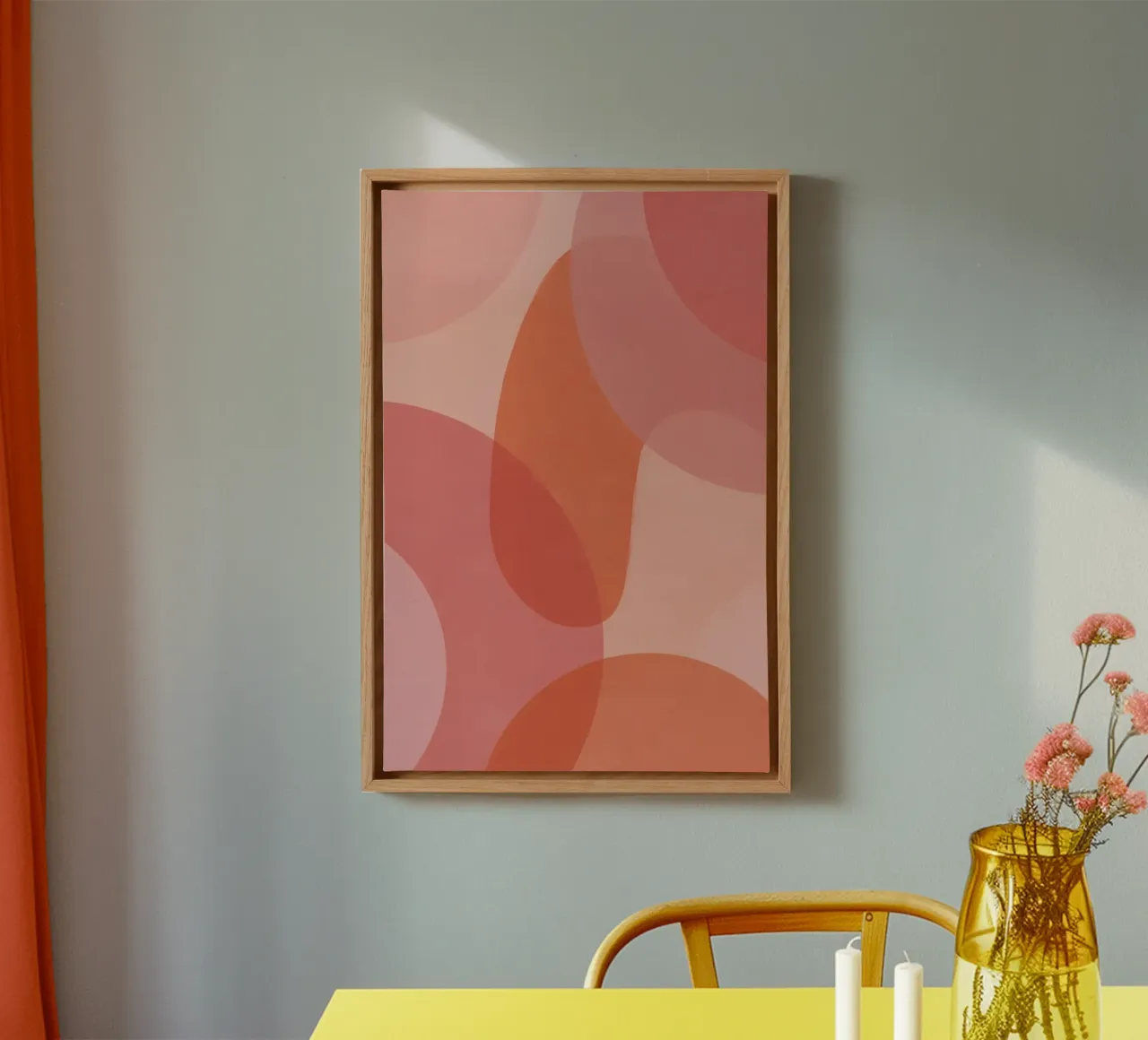 Forme geometriche astratte rosa e arancioni tela con Cornice a cassetta da DesignDoodle