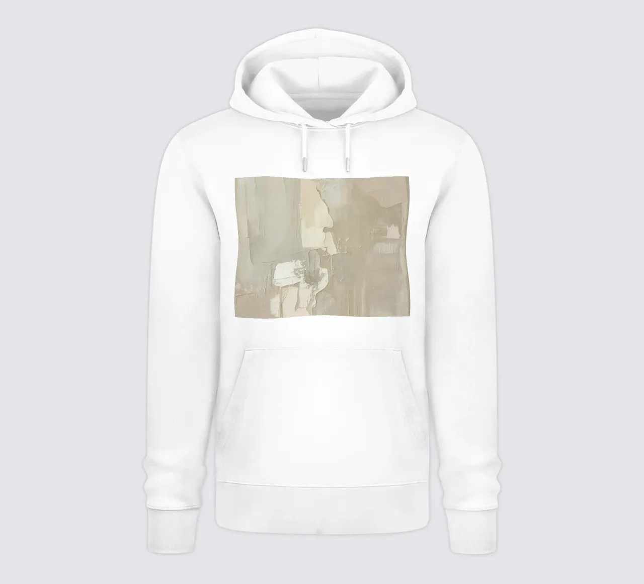 Pittura astratta con pennellate bianche e beige strutturate felpa con cappuccio da DesignDoodle