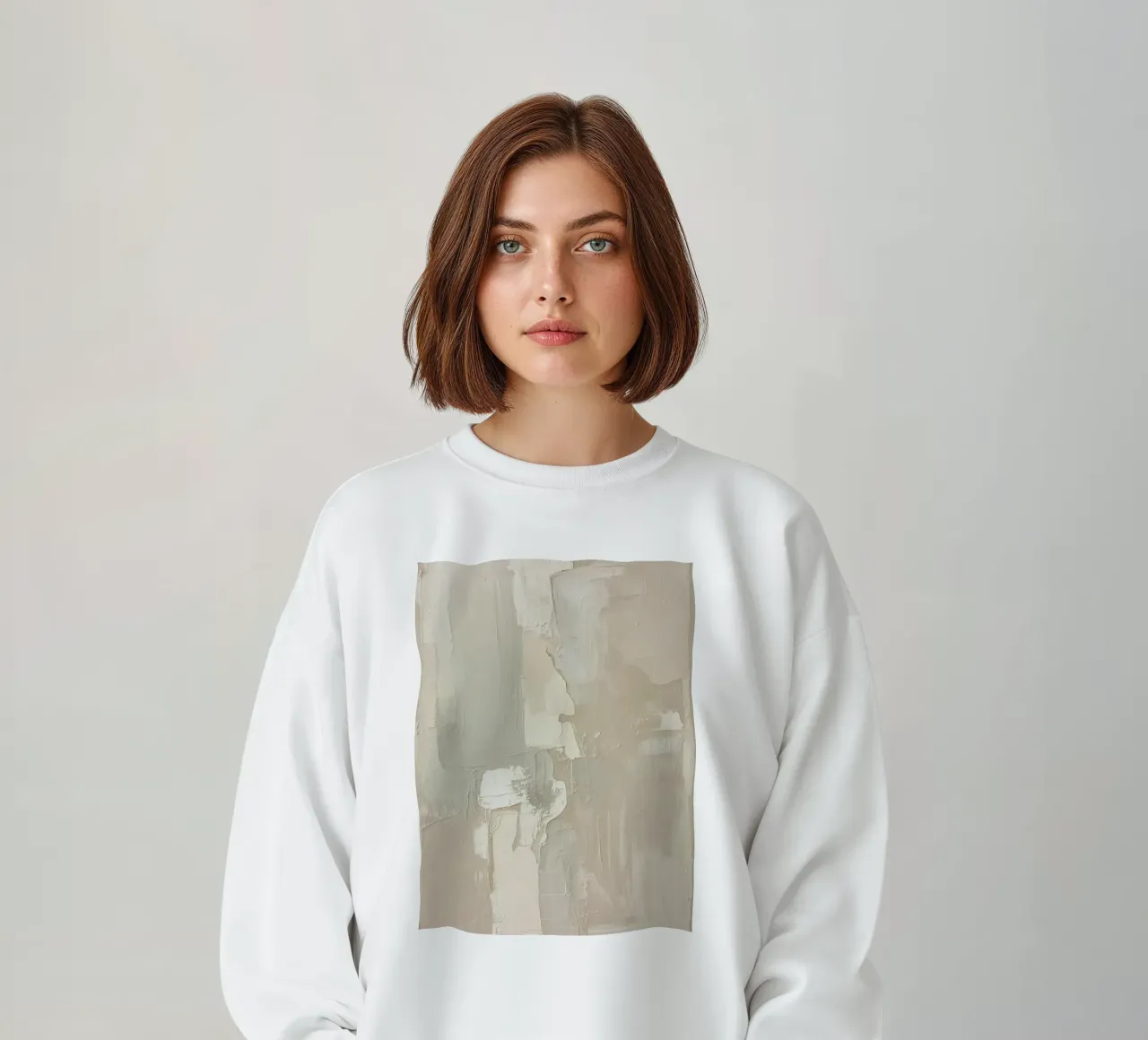 Pittura astratta con pennellate bianche e beige strutturate felpa da DesignDoodle