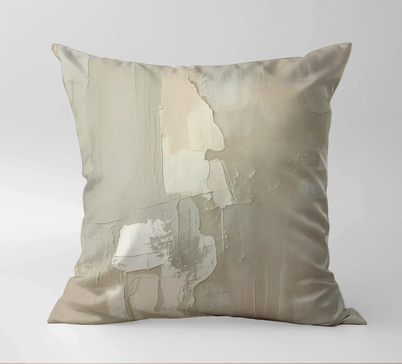 Pittura astratta con pennellate bianche e beige strutturate cuscino da DesignDoodle