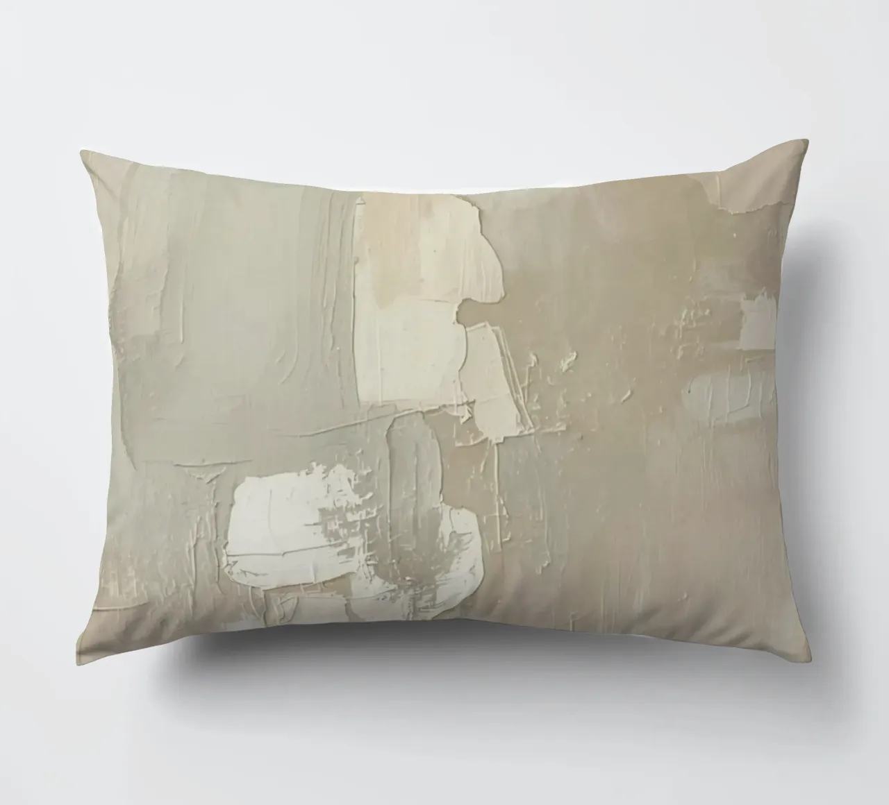 Pittura astratta con pennellate bianche e beige strutturate cuscino da DesignDoodle