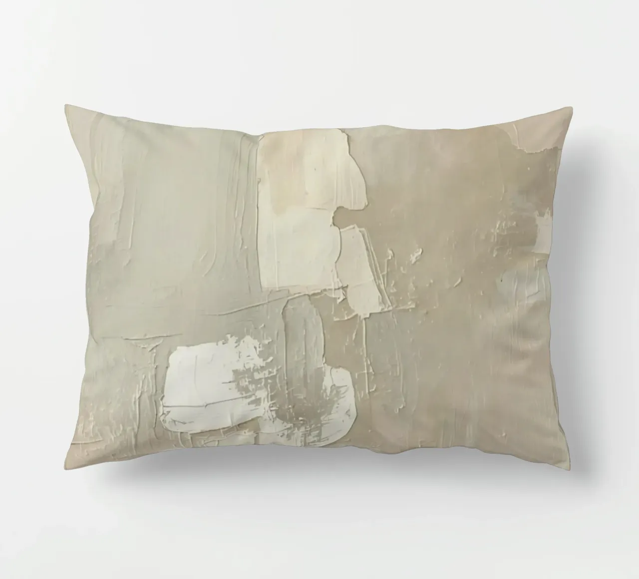 Pittura astratta con pennellate bianche e beige strutturate cuscino da DesignDoodle