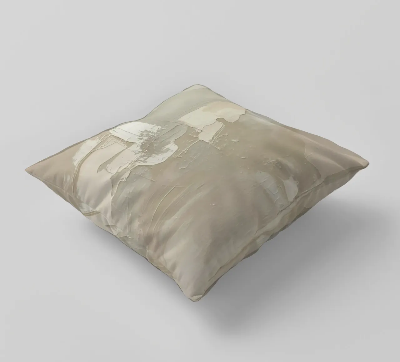 Pittura astratta con pennellate bianche e beige strutturate cuscino da DesignDoodle