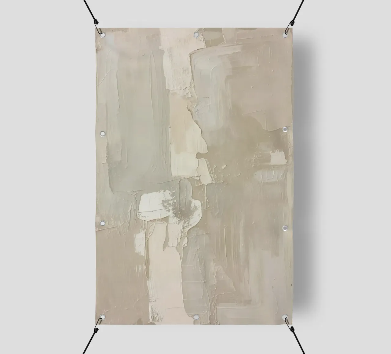 Pittura astratta con pennellate bianche e beige strutturate telo in pvc da DesignDoodle