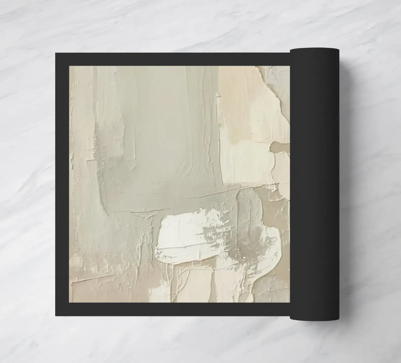 Pittura astratta con pennellate bianche e beige strutturate zerbino da DesignDoodle