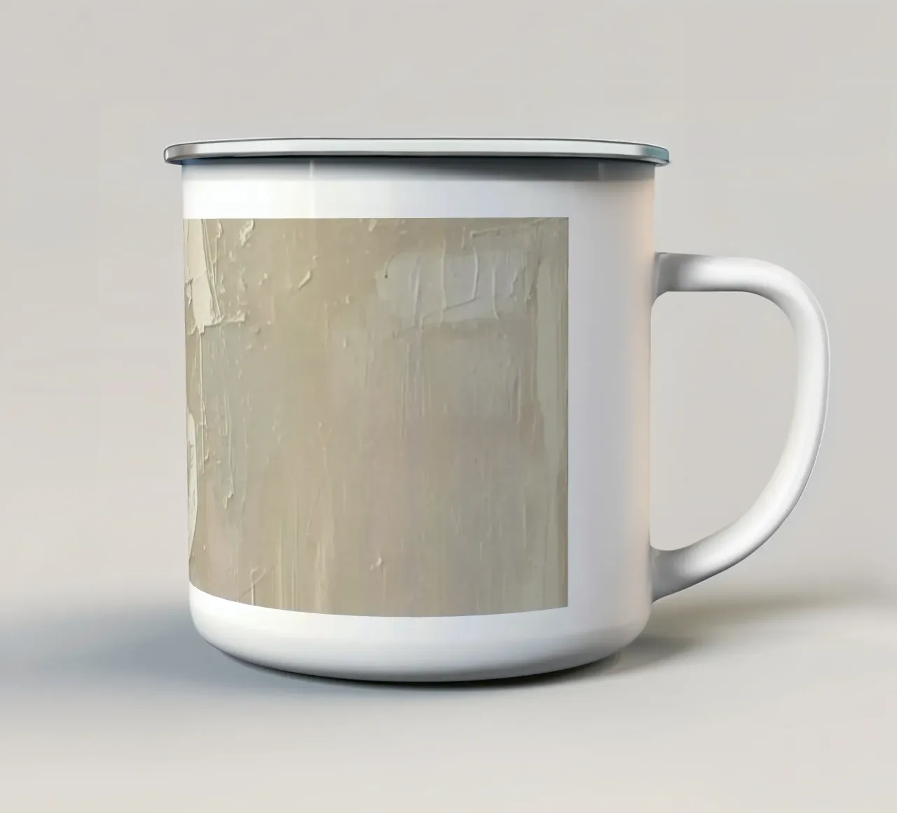 Pittura astratta con pennellate bianche e beige strutturate tazza in smalto da DesignDoodle
