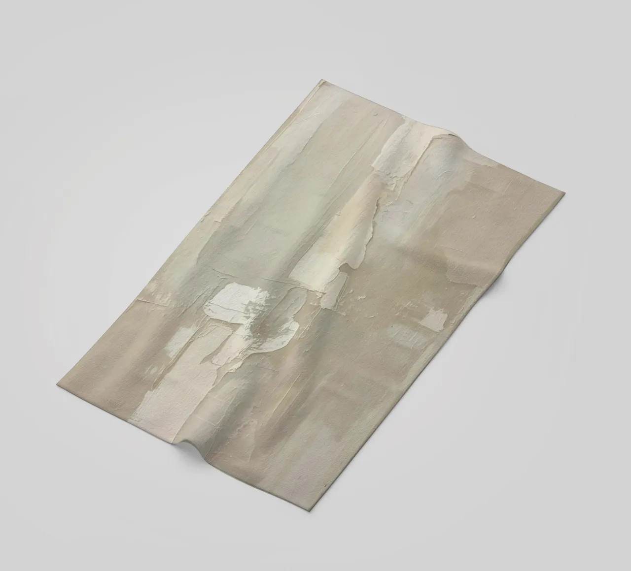 Pittura astratta con pennellate bianche e beige strutturate telo mare da DesignDoodle