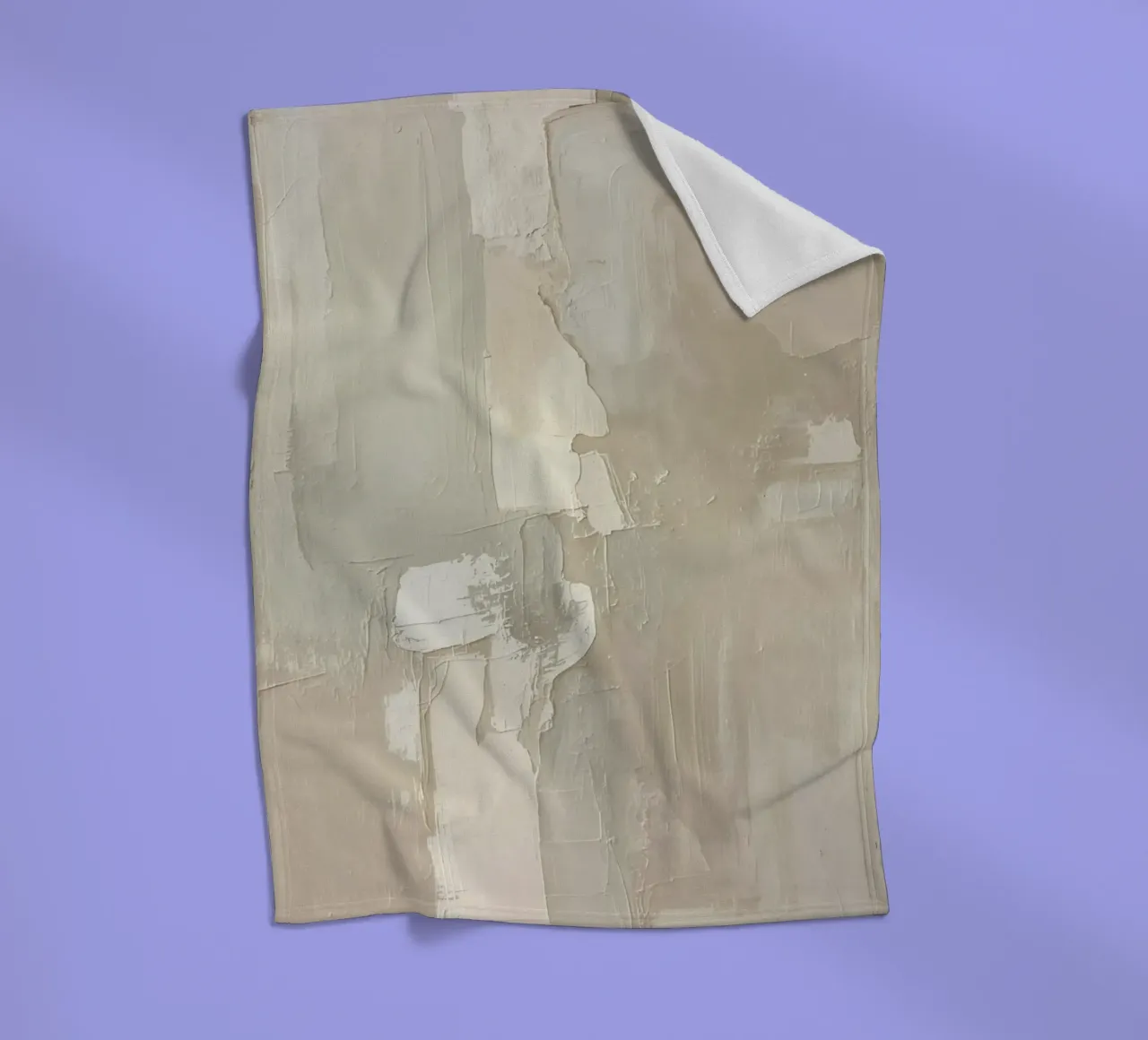 Pittura astratta con pennellate bianche e beige strutturate coperta in pile da DesignDoodle