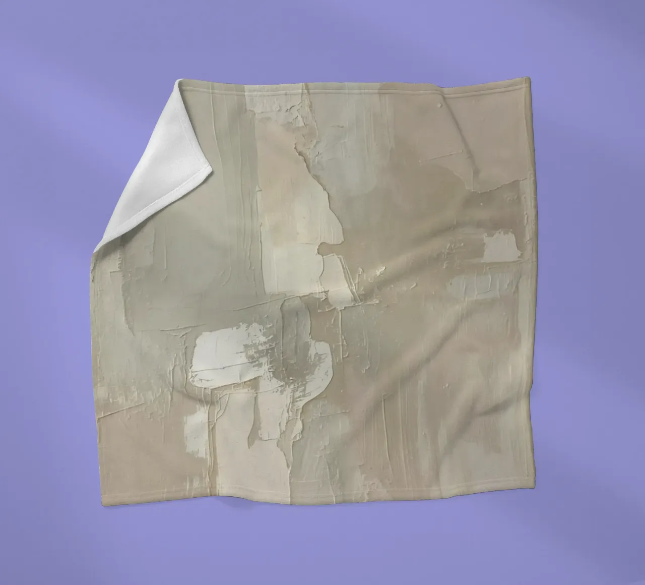 Pittura astratta con pennellate bianche e beige strutturate coperta in pile da DesignDoodle